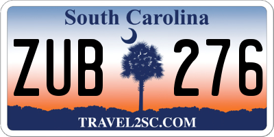SC license plate ZUB276