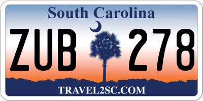 SC license plate ZUB278