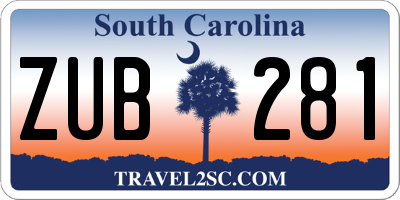 SC license plate ZUB281