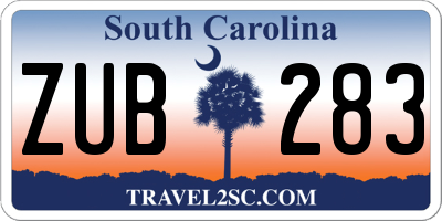 SC license plate ZUB283