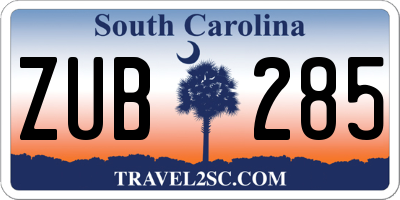 SC license plate ZUB285