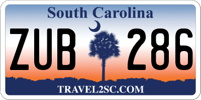 SC license plate ZUB286