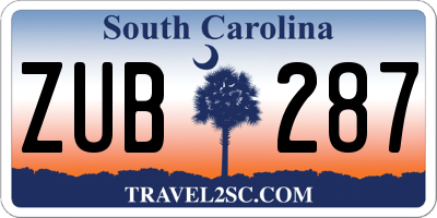 SC license plate ZUB287
