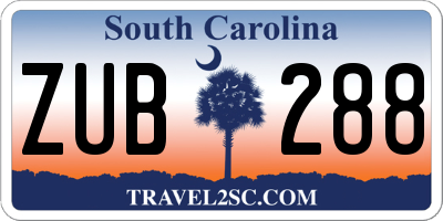SC license plate ZUB288