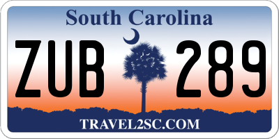 SC license plate ZUB289
