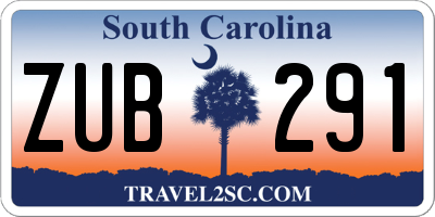 SC license plate ZUB291