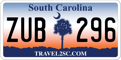 SC license plate ZUB296