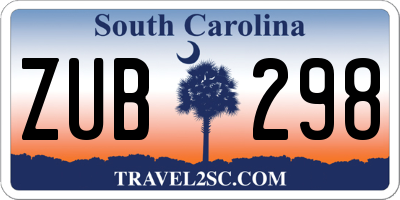 SC license plate ZUB298