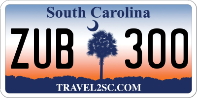 SC license plate ZUB300