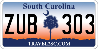 SC license plate ZUB303