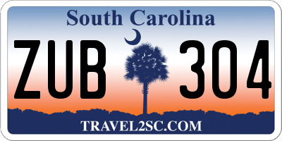 SC license plate ZUB304