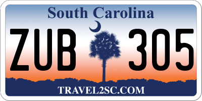 SC license plate ZUB305