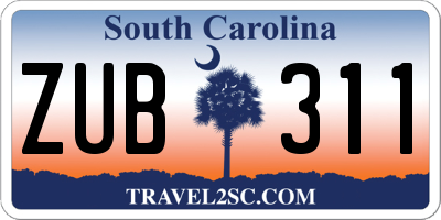 SC license plate ZUB311