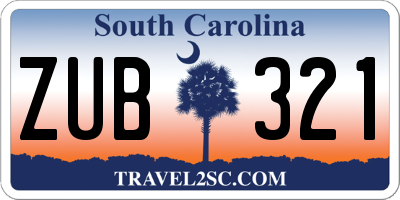 SC license plate ZUB321