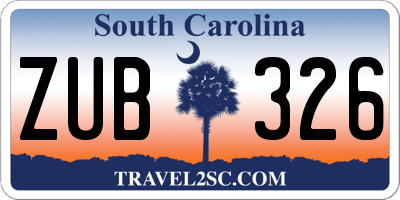 SC license plate ZUB326