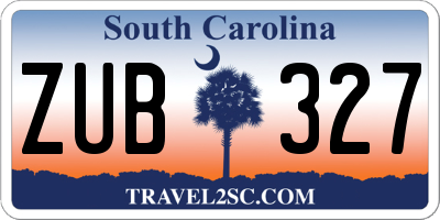 SC license plate ZUB327