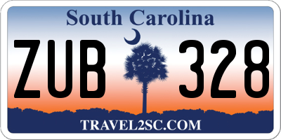 SC license plate ZUB328