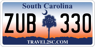 SC license plate ZUB330