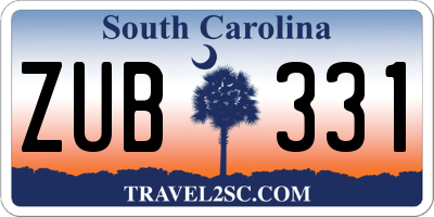 SC license plate ZUB331
