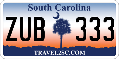 SC license plate ZUB333