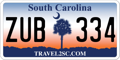 SC license plate ZUB334