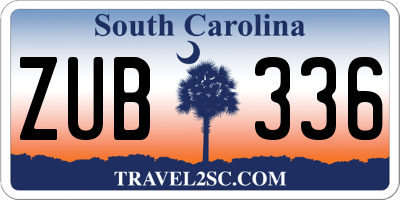 SC license plate ZUB336