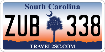SC license plate ZUB338