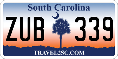 SC license plate ZUB339