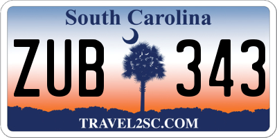 SC license plate ZUB343