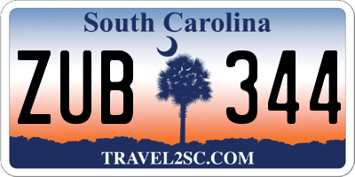 SC license plate ZUB344