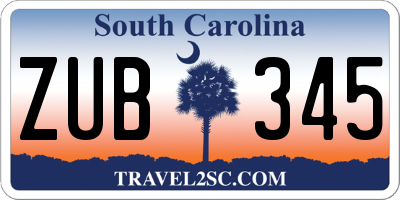 SC license plate ZUB345