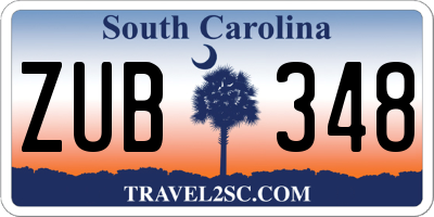 SC license plate ZUB348