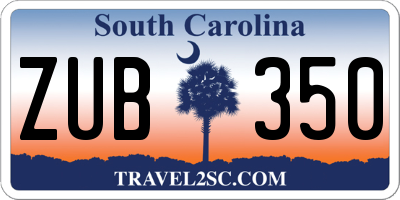SC license plate ZUB350