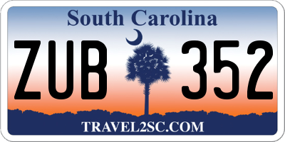 SC license plate ZUB352