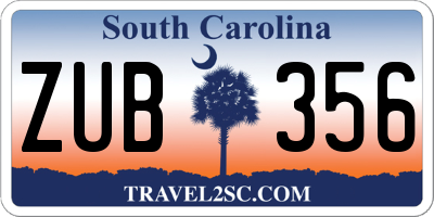 SC license plate ZUB356