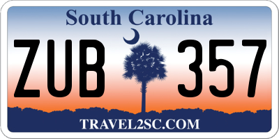 SC license plate ZUB357