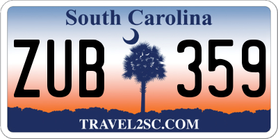 SC license plate ZUB359