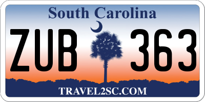 SC license plate ZUB363