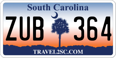 SC license plate ZUB364