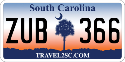 SC license plate ZUB366