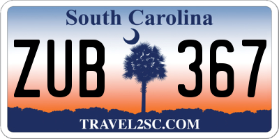 SC license plate ZUB367