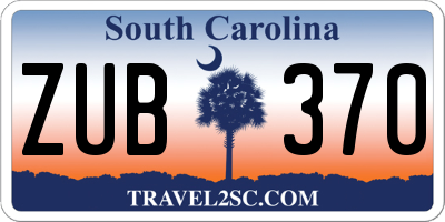 SC license plate ZUB370