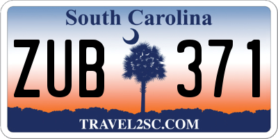 SC license plate ZUB371