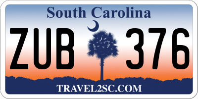 SC license plate ZUB376
