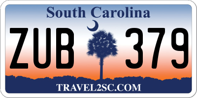 SC license plate ZUB379