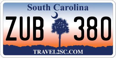 SC license plate ZUB380