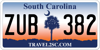 SC license plate ZUB382