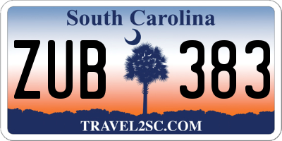 SC license plate ZUB383
