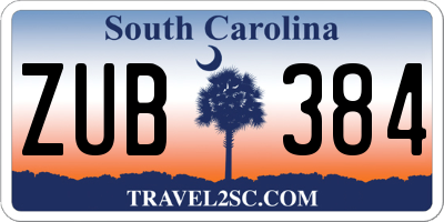 SC license plate ZUB384