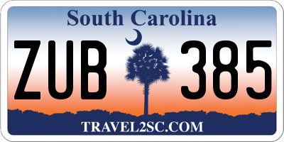 SC license plate ZUB385